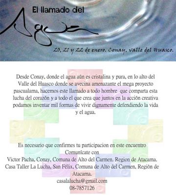 Encuentro “el llamado del agua” en el valle del Huasco del 20 al 22 de enero