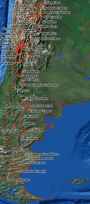 Mapa de Proyectos Mineros en Argentina 2006