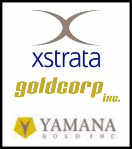 Xstrata, Goldcorp, Yamana Logos