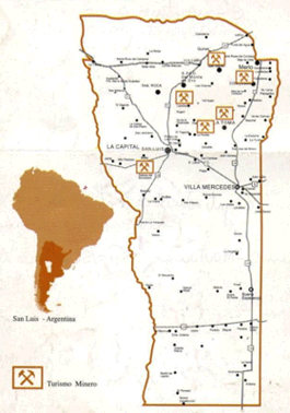 Mapa de las minerias en San Luis