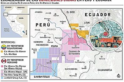 Un consorcio minero chino opera a ambos lados de la frontera de Perú y Ecuador