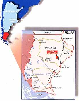 Mapa de ubicación de mina Cerro Vanguardia