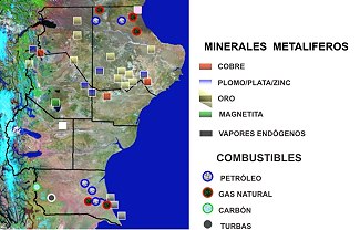 Mapa de yacimientos metalíferos en Santa Cruz