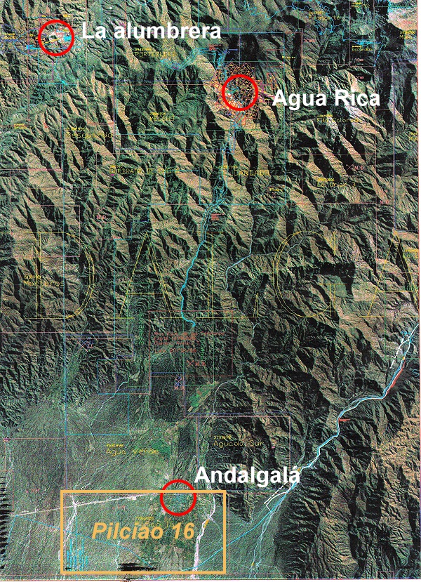 Mapa de cateos en el área de Andalgalá