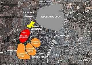 Proy San Jorge superpuesto a imagen satelital de la ciudad de Mendoza