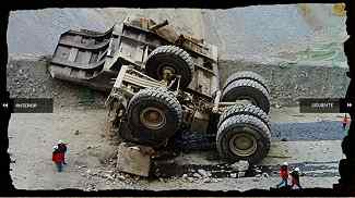 Camión volcado en mina de oro Veladero (Barrick Gold)