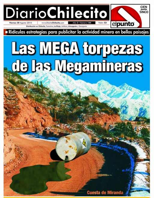 Tapa del Diario de Chilecito (la foto de fondo corresponde a la hermosa Cuesta de Miranda, en La Rioja)