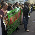 Pobladores de Santa Rosa en la embajada canadiense contra la minería