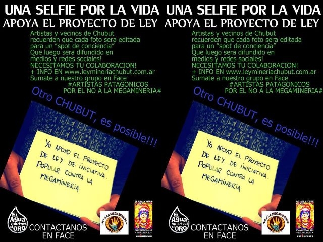 Mandá una foto “selfi” apoyando el proyecto de ley para prohibir la minería en Chubut