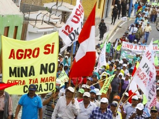 Anuncian nueva marcha contra proyecto Tía María para el 23 de setiembre