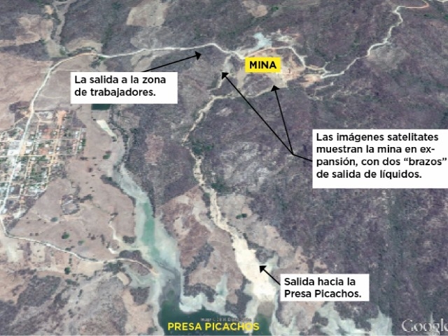 Mina de oro vierte desechos tóxicos a presa Picachos