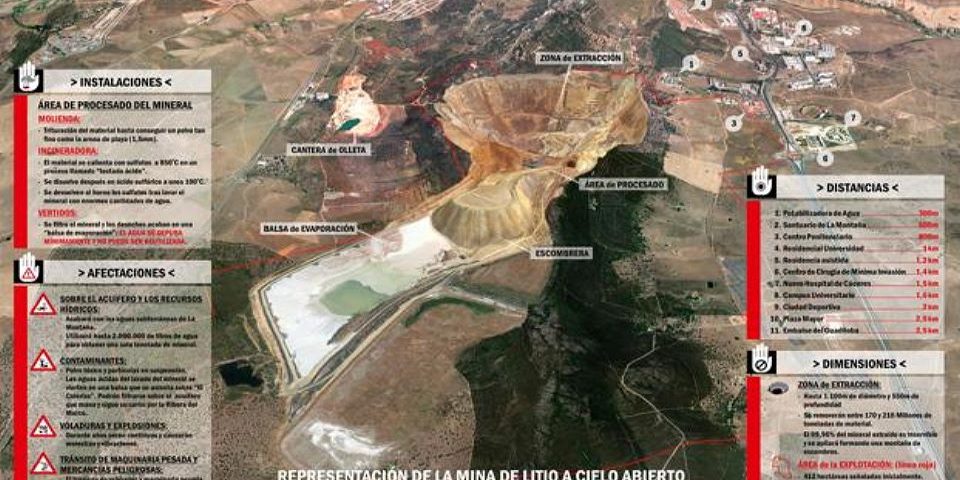 La mina de litio de Cáceres tendría un «cráter» de un kilómetro de ancho